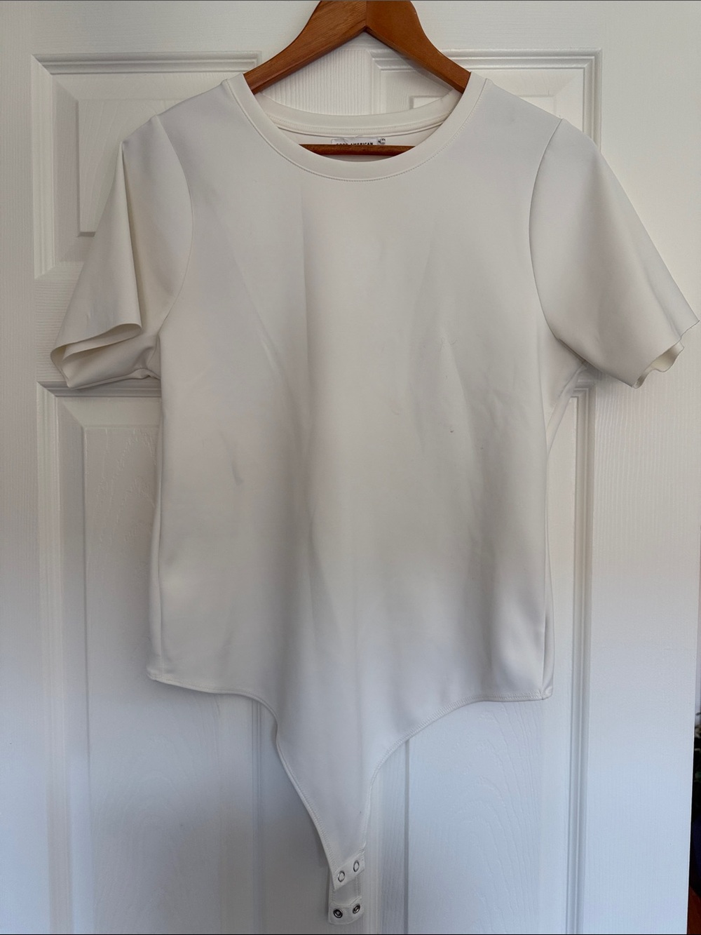 Good American White Short-Sleeve Bodysuit Top